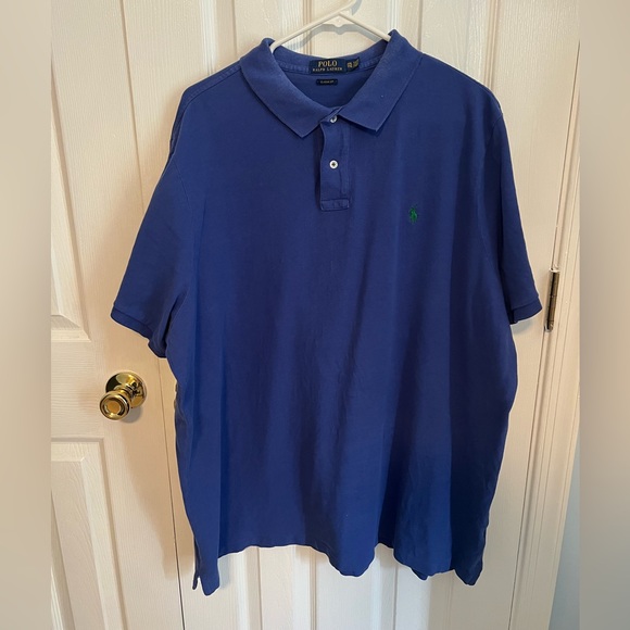 Polo Ralph Lauren Mens XXL Indigo Classic Fit Cotton Short Sleeve Polo Shirt - Picture 1 of 3